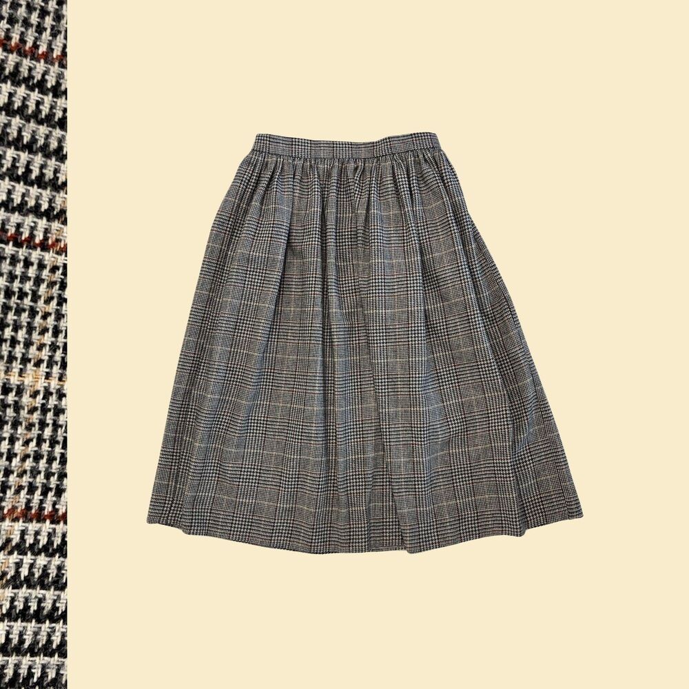 1970s houndstooth skirt, size 10 Dimension V ankle-length poly/wool maxi skirt